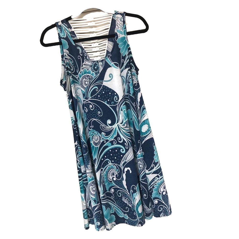 Shoreline Dress A-line Embroidered Flowy Artsy Beachy Fairy Coastal Womens M‎